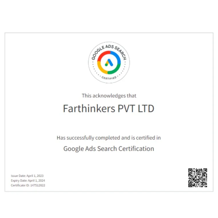 Farthinkers - Google Ads Search Certification